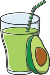 Avocado juice doodle illustration design