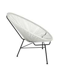 White Outdoor Chair on White Background, Side View