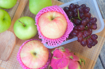 Naklejka na ściany i meble many fruit : apple,grape and dragon fruit