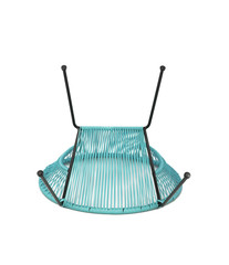 Blue Rattan Outdoor Chair on White Background, Bottom View