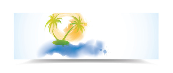Watercolor summer banner, vector illustration