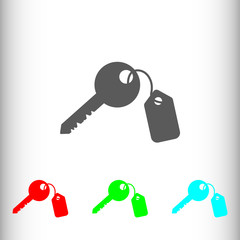 Key sign icon, vector illustration. Flat design style for web an