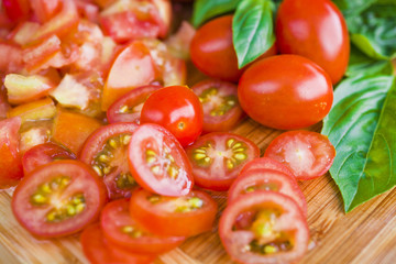Cherry tomatoes and basil