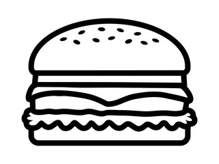 Hamburger / cheeseburger line art icon for food apps and websites - obrazy, fototapety, plakaty