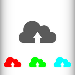 Cloud uploading sign icon, vector illustration. Flat design styl