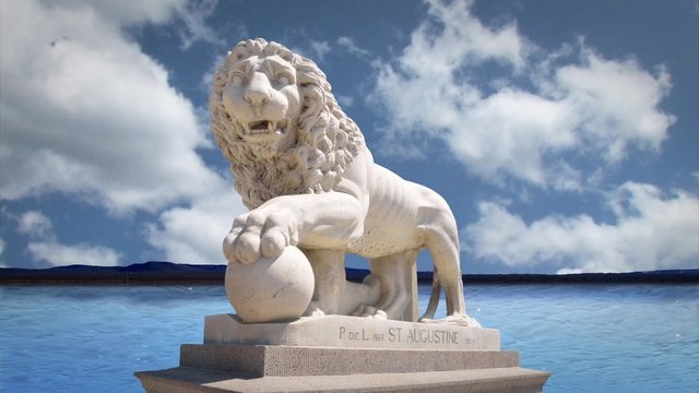 Bridge of Lions Monument in St. Augustine by the Water with Clouds in Time Lapse