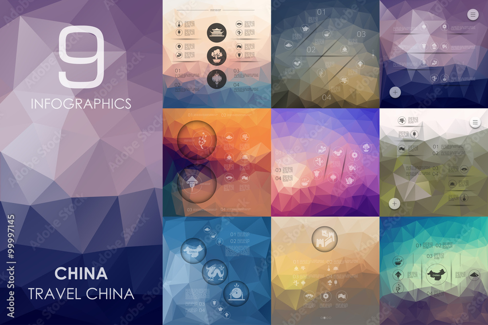 Canvas Prints china infographic with unfocused background