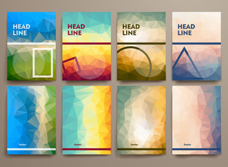 Set of abstract brochures in poligonal style 