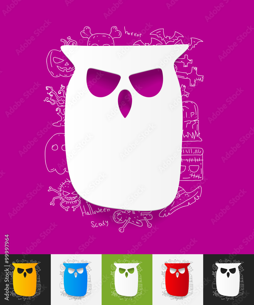 Sticker owl paper sticker with hand drawn elements