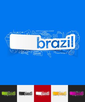 brazil paper sticker with hand drawn elements