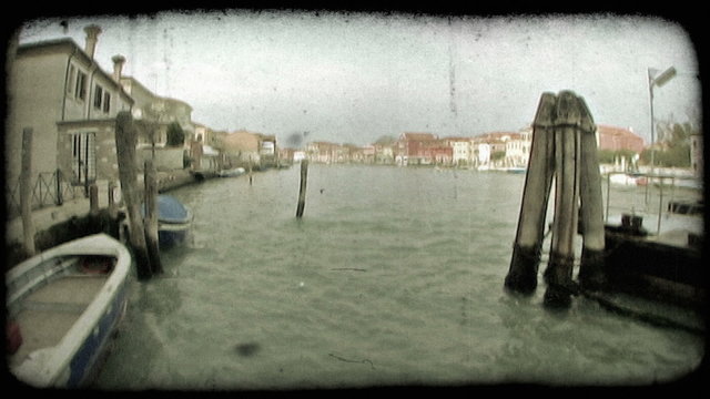 Venice Canal 11. Vintage stylized video clip.