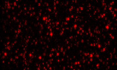 deep digital space with the sparkling red numbers