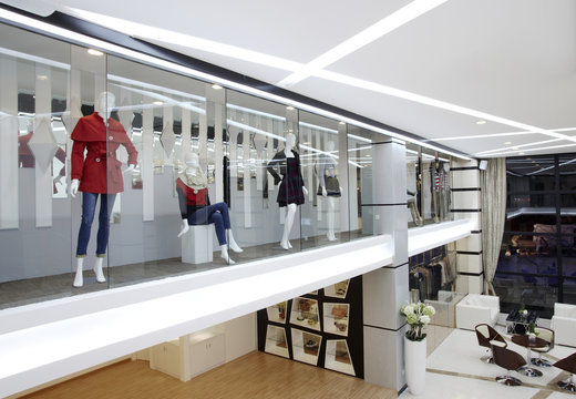 Fashionable window of modern store in clubhouse