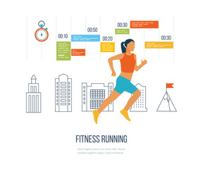 Running woman. Healthy lifestyle and fitness concept. 