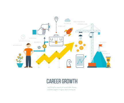 Career growth, selecting candidates. Financial strategy concept. 
