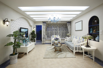 Mediterranean-style living room interiors
