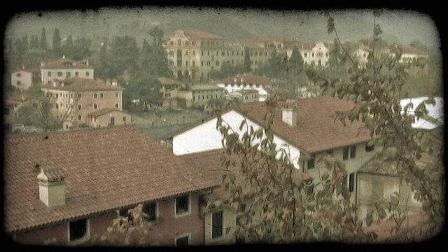 Italian old houses. Vintage stylized video clip.