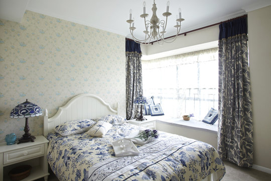 The pastoral style bedroom interiors