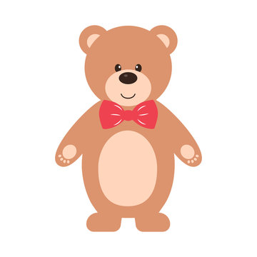 bear with tie on a white background