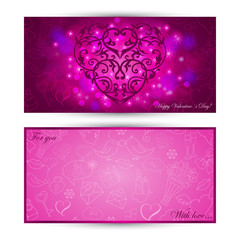 Card with heart on festive background