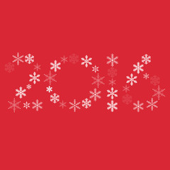 vector New Year 2016 white snowflake sign  on red background