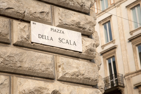Scala Square Street Sign in Milan, Italy