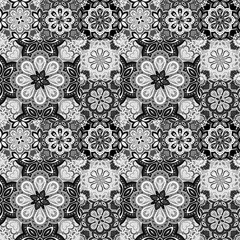 Seamless pattern on the tiles, majolica, arabic, green, orange, vector