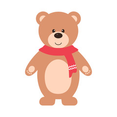 bear with scarf on a white background 
