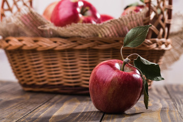 Red apple with basket