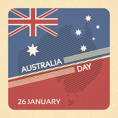Australia Day Flag National Banner Retro Card