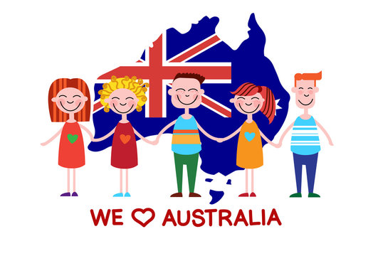 Australia Day National Flag Map Children Kids Love Country