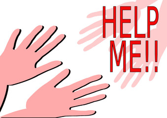 "help me" mains tendues,concept d'entraide