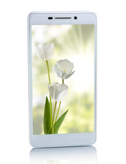 isolated image of white smartphone close-up