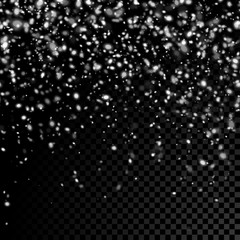 Vector falling snow on seamless transparent background