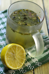 tea with medicinal herbs and lemon