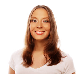 young woman wearing white t-shirt