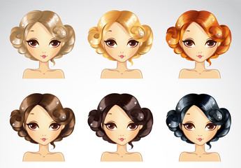 Set Of Glamur Hairstyle