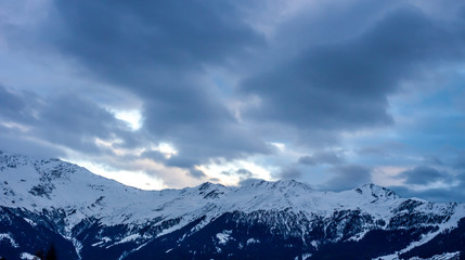 Fototapeta na wymiar Sunset over winter Alps