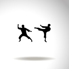 Fototapeta na wymiar Martial art silhouette vector icon.