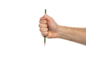 Human hand holding a pencil