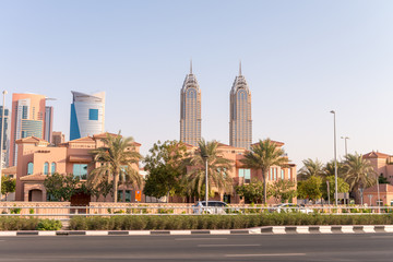 Fototapeta na wymiar Dubai skyline from the road