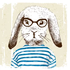 Wandcirkels plexiglas illustration of dressed up bunny  © Marina Gorskaya