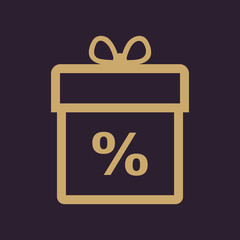 Gift box icon. Discount. Present symbol. Flat
