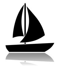 Glossy ship silhouette with drop shadow