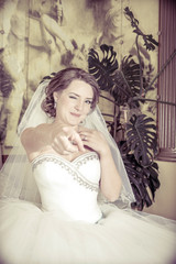 Fototapeta premium Bride pointing at the groom