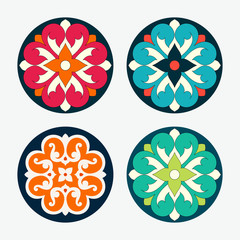 Set of vector ornamental round tiles