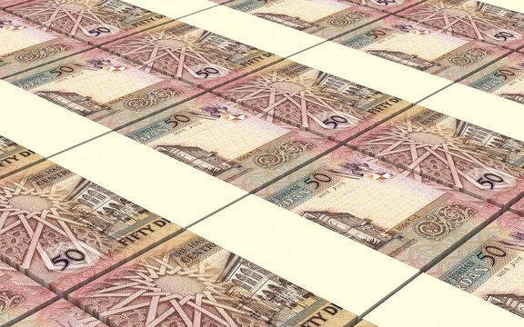 Jordan dinars bills stacked background. Computer generated 3D photo rendering.