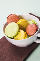 macaroons in white crockery