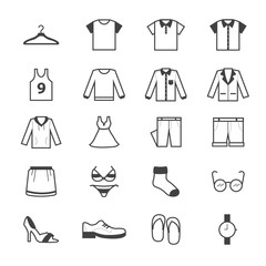 Clothing and Accessory Icons Line