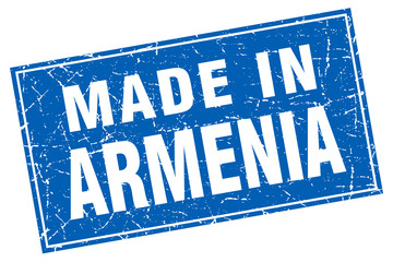 Armenia blue square grunge made in stamp